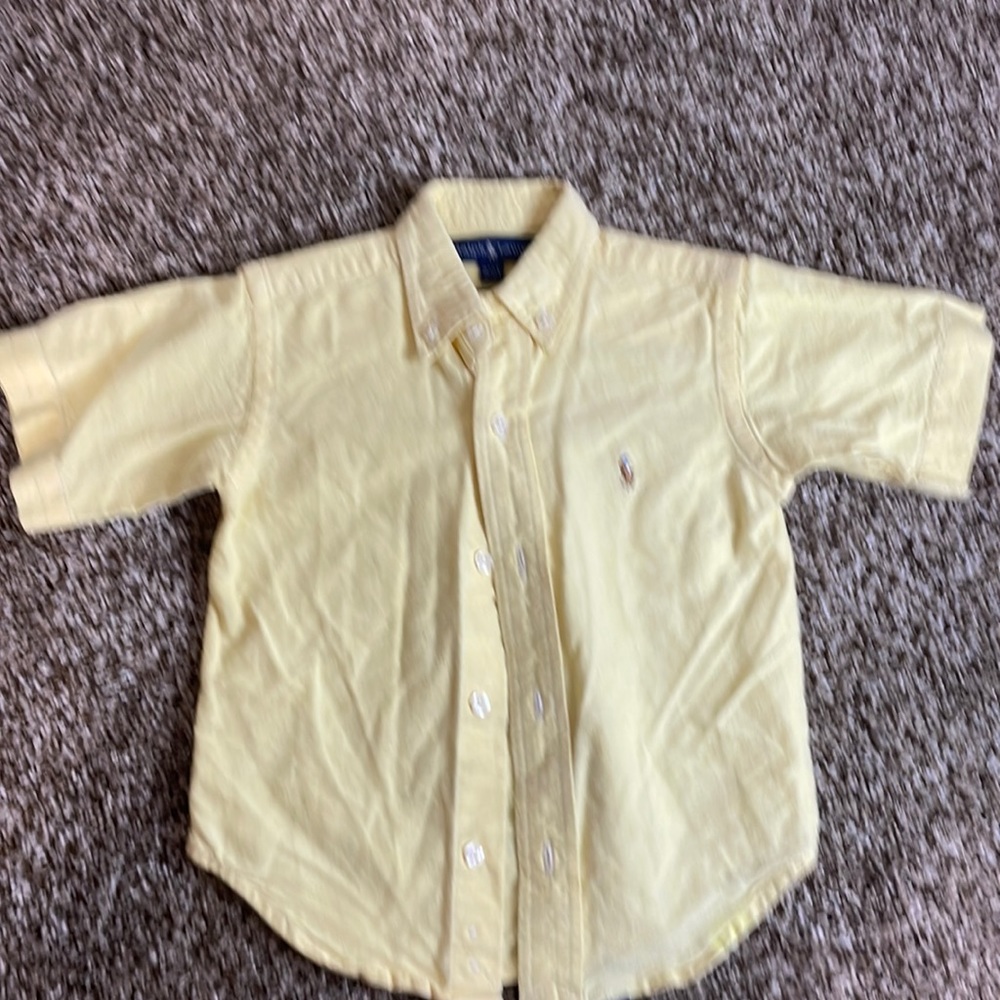 Boys 2T/2 Yellow Ralph Lauren Polo Button Down Shirt Short Sleeve